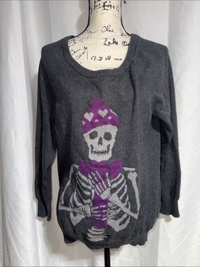 torrid Charcoal Skull Crewneck Sweater
